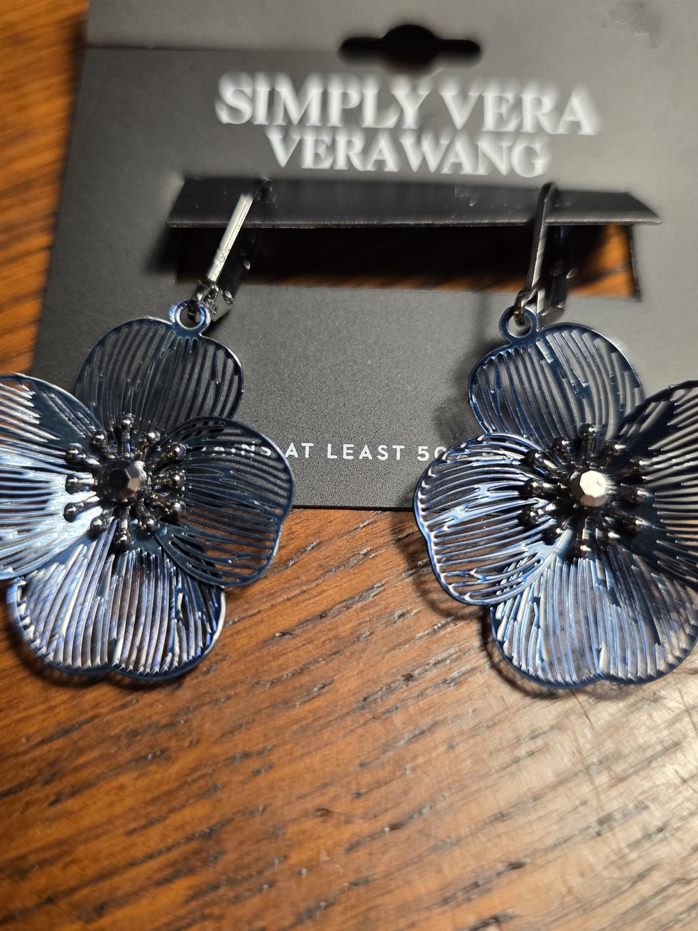 Simply Vera Vera Wang Navy Blue Flower Drop Earrings